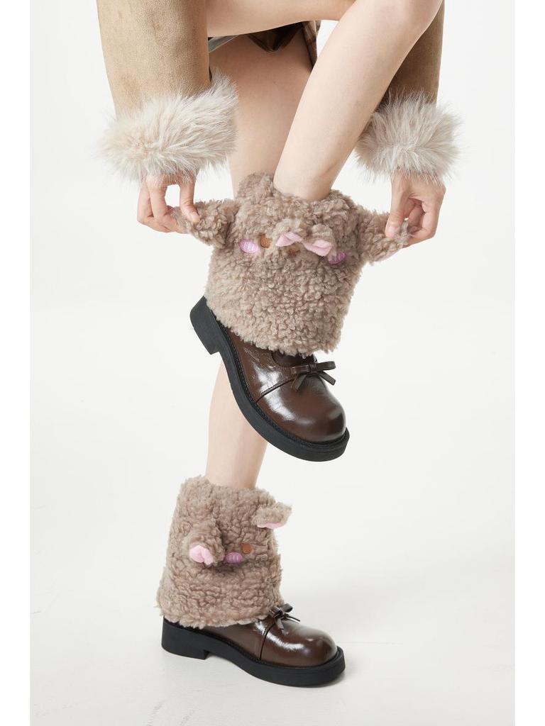 Adorables Calentadores de Pierna de Oveja para Botas de Invierno - Media Pantorrilla, Acogedores y Lindos para Niñas