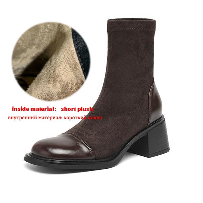 Krazing Pot Microfiber Winter Round Toe Modern Platform Size 33 Boots Size 43 Women Fashion Flock Stretch Ankle Boots