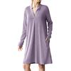 IHUASU Women's Fashion  Spring Autumn Solid Color Print O-Neck Long Sleeve Casual Dresses