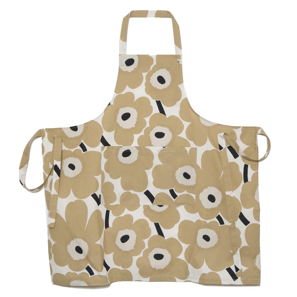 Marimekko Apron Pieni Unikko (Off-white x Beige x Dark Blue) 069907 185cm (83.5cm) [Parallel Import]