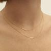 14k Baguette Stick Bar Necklace (14k Gold) #A14