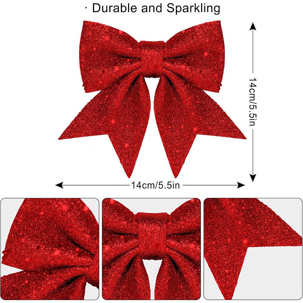 Red Glitter Christmas Ornament for Holiday Tree Decorations, 1414 Size, Festive Party Decor