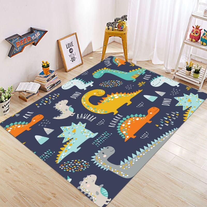 

Cartoon Dinosaur Print Area Rugs Anti Slip Machine Washable Kid Carpet Bedroom Living Room Bathroom Dormitories Floor Mat 40cm x 60cm