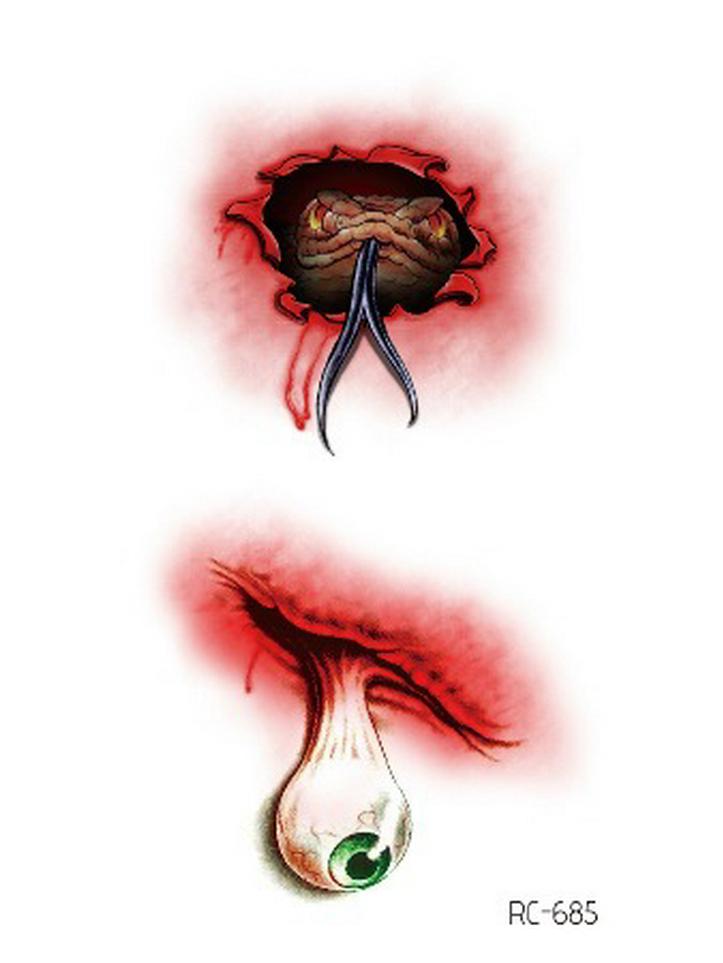 Waterproof Halloween Temporary Tattoos: Bloody Wound Scar Horror Stickers