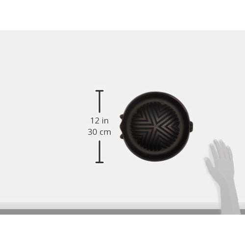 Iwachu Yakiniku and Genghis Khan Pot with Handle, Black Finish, for Direct Heat, Nanbu Ironware, 23006