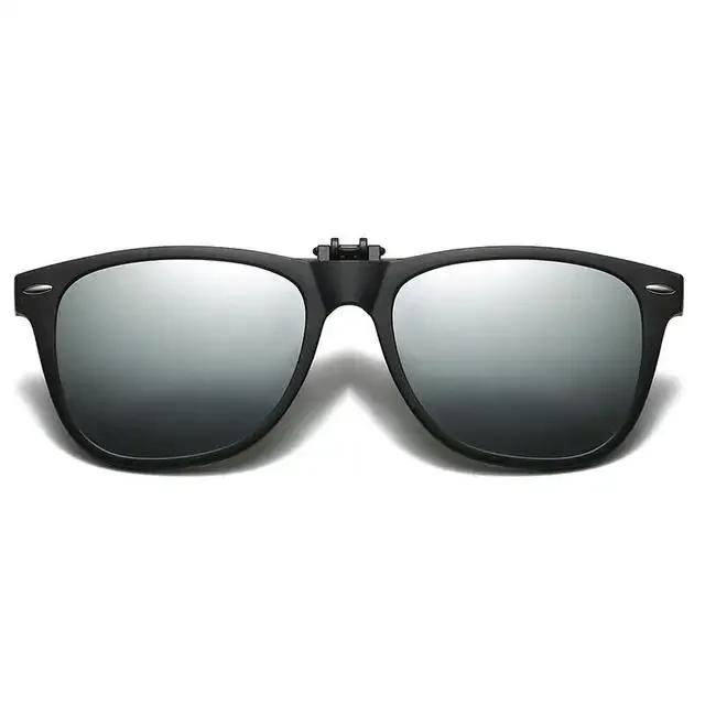 Men's Polarized Clip-On Sunglasses Vintage Square Design Anti-Glare Night Vision Driving Goggles
