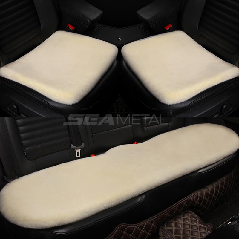 

SEAMETAL Short Plush Car Seat Cover Soft Winter Warm Auto Seat Cushion Skin-Friendly Washable Universal Vehicle Chair Protector Beige 1 set