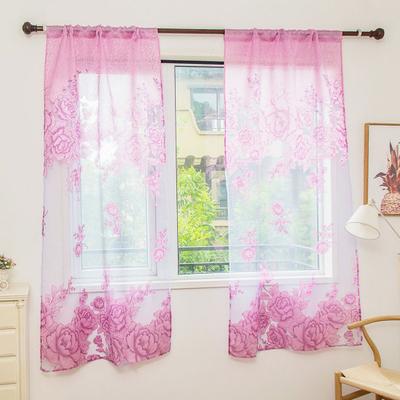 Home Door Window Balcony Modern Luxury Flower Printed Sheer Tulle Voile Curtain