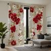 2-piece HD Digital Red Tie Bright Flower Curtain Home Decoration Style Decorate Living Room Bedroom Wear Rod Curtain Effect Styl