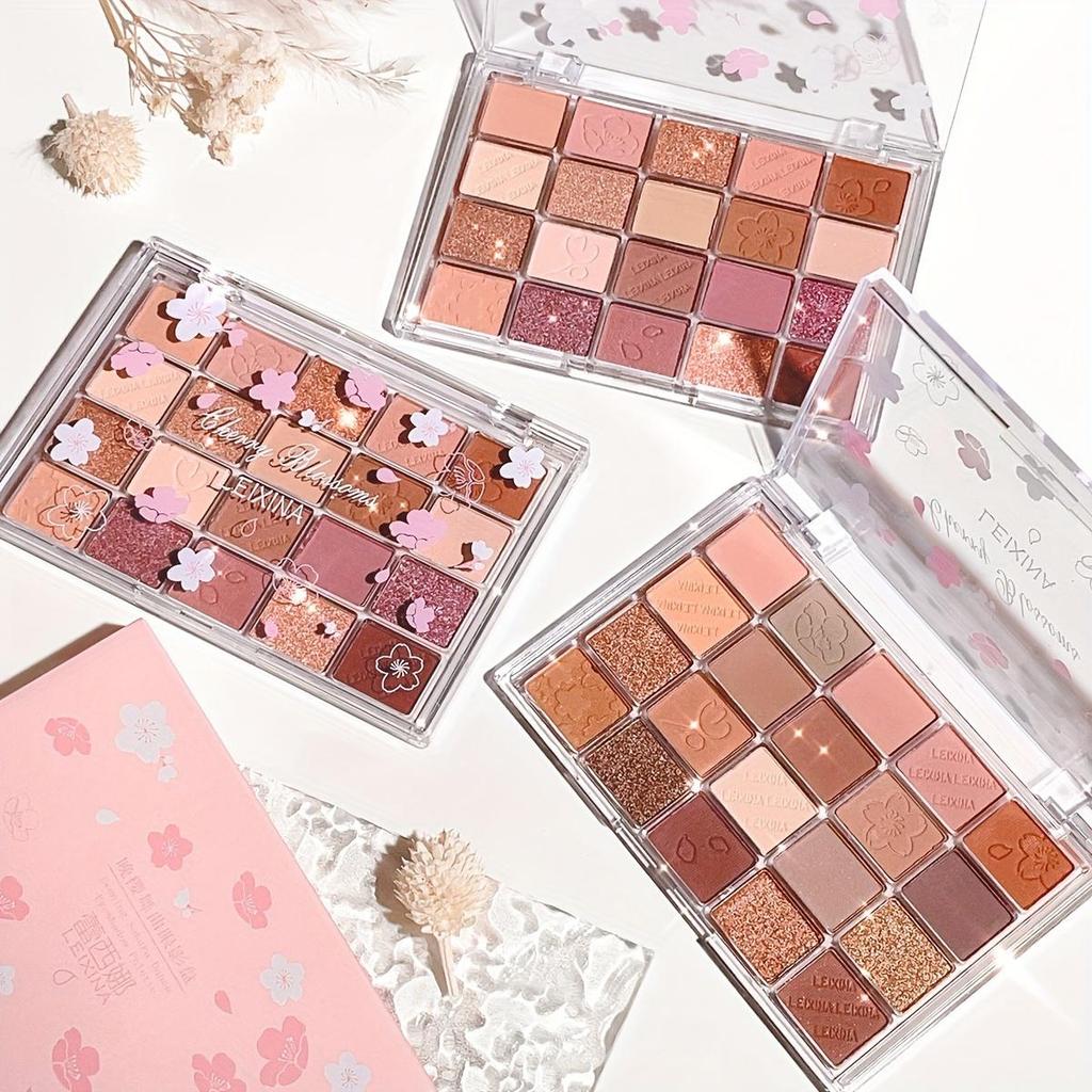 Palette di ombretti Cherry Blossom da 20 colori, ombretti perlati opachi altamente pigmentati, stampati carini, impermeabili, anti-sudore, trucco quotidiano per gli occhi, regalo per le donne