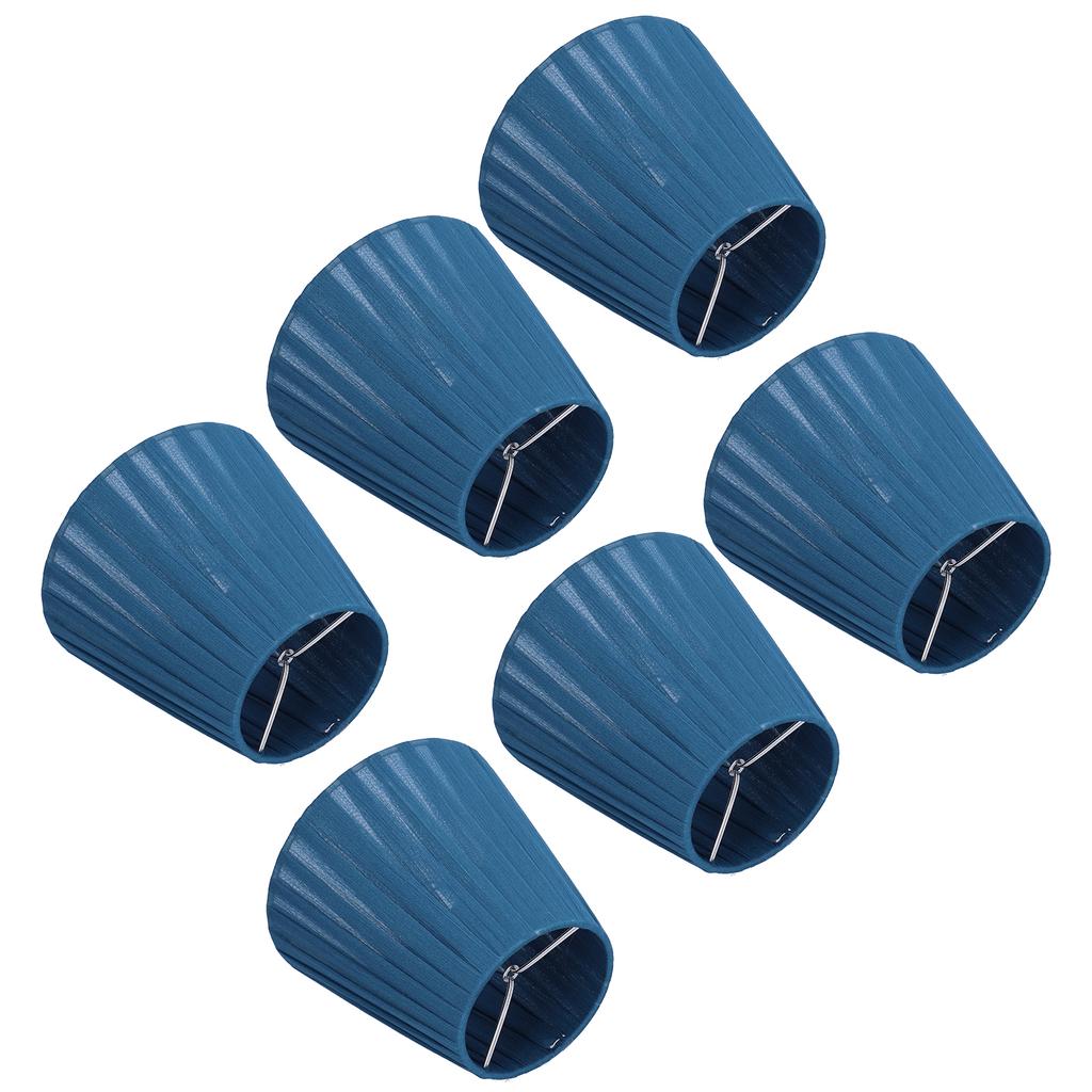 6PCS Modern Simple Lampshade Cloth Lampshade for Crystal Clip On Chandelier Wall Lamp Blue