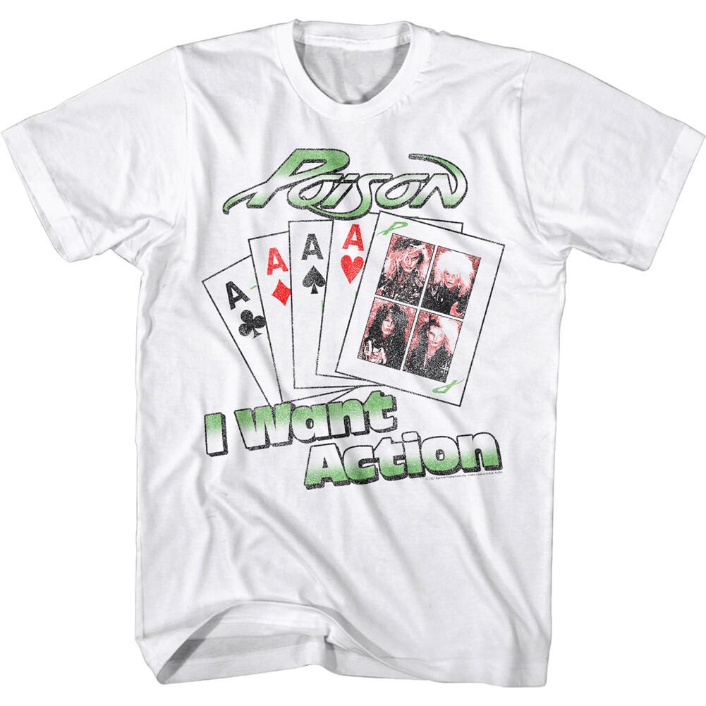Poison Poker Action Men T Shirt Aces Full House Rock Band Concert Tour S