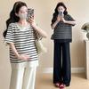 2026 Summer Ice Silk Knit Maternity Sportswear: Casual Loose Plus Size Two-Piece Set