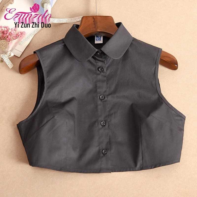 Women's Sleeveless Shirt with Removable Decorative Collar - Spring Korean Style, Versatile White Doll Collar.