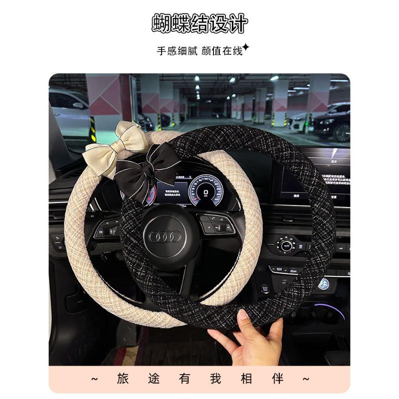 Bow Decor Non Slip Universal Car Steering Wheel Cover Auto Interior Accessory