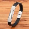 Stainless Steel Men's Leather Bracelet Black Leather Punk Style Magnetic Clasp Accessory Design Birthday Jewelry Gift