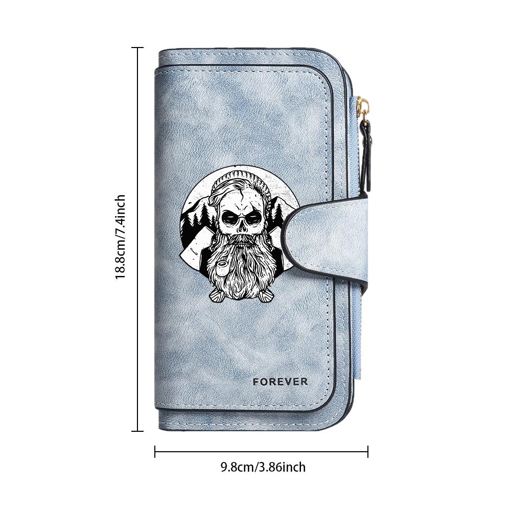 Men's Long Wallet Cool Skull Printed Card Holder Forever Fashion Purse