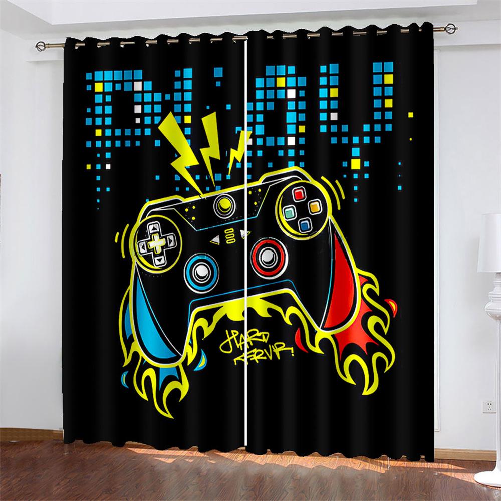 Colorful Game Console  Printed Woven Curtains  Two Independent Curtains on The Left and Right  Blackout Curtains for Bedrooms