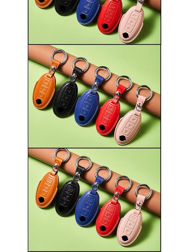 Skórzany Etui na Klucze ze Skóry Wyprawianej Roślinnie dla Nowego Kluczyka Samochodowego Sylphy Murano, Ręcznie Robiony Wzór Klamry dla Mężczyzn