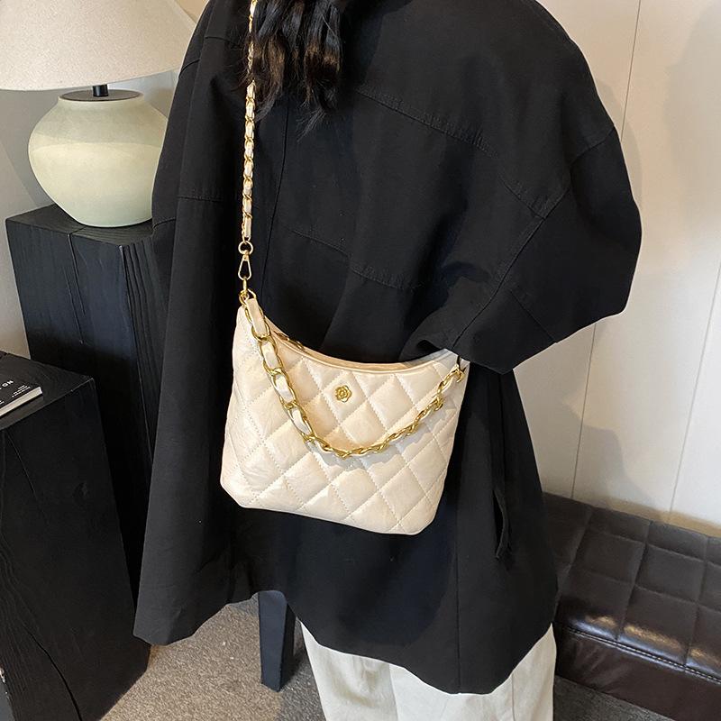 Rhombus chain bag women's 2025 new trendy fashion retro underarm bag niche texture shoulder bag messenger bag