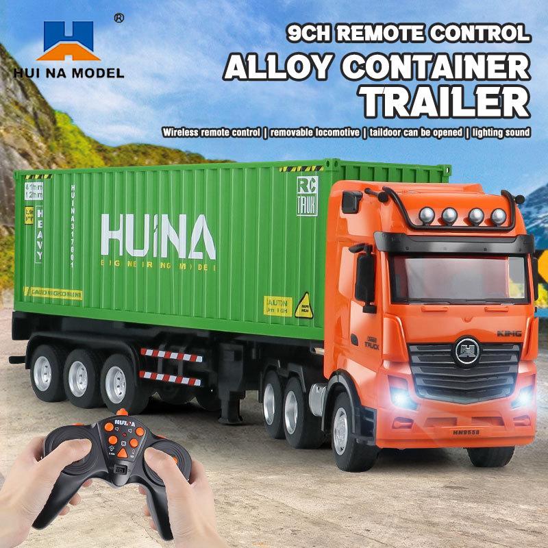 Non-Toxic Huina 1317 Rc Truck 1/18 9Ch Alloy Remote Control Container Cars Trucks Lighting Sound Radio Controlled Electric Kids Toys Children