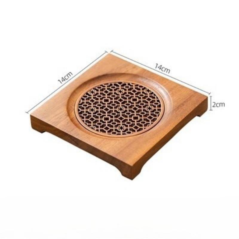 Traditionelles Nussbaum-Tee-Tablett Teekanne Teetasse Massivholz-Tablettmatte Büro Kaffeetassen-Tabletts Heim Teezeremonie-Zubehör