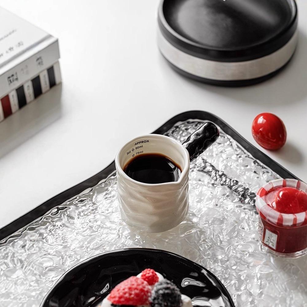 New 90ml Milk Jug with Scale Ceramic Coffee Extraction Cup with Handle Measuring Cup Home Restaurant