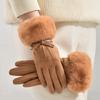 Soft Winter Suede Gloves Velvet Women Cycling Mittens Skiing Pu Leather Gloves  Winter