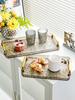 Luxurious Rectangular Shockproof Tea Cup Coaster with Gold Edge - Multi-functional Storage Tray for Living Room
