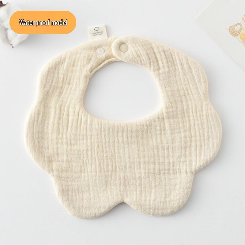 Korean-Style Solid Color Gauze Baby Petal Bib, Soft 7-Layer Waterproof, All Cotton, Class A