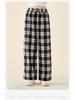 Dívčí krajkové kalhoty s vysokým pasem a širokými nohavicemi s kostkovaným vzorem - Móda podzim 2025