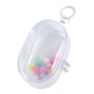 JP Nummer Oshikatsu Tasche, Acryl Ständer Case, Plüschtier, Transparente Tasche, Mini, Transparente Aufbewahrung, mit Ballon (Oval, Weiß)