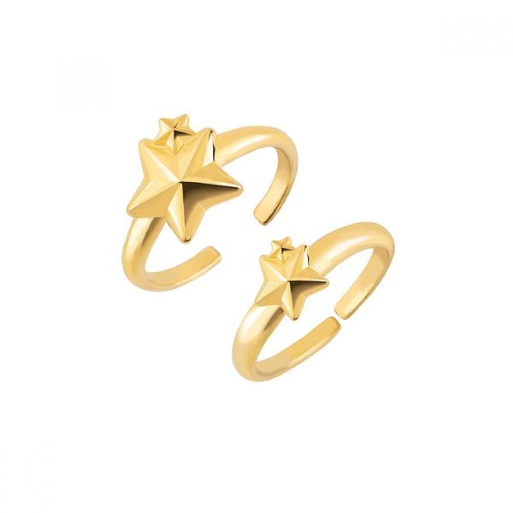 Porti 24k Gold Double Star Stone Ring 1.875g
