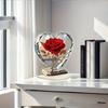Elegante Rote Rosen Acryl Herz Skulptur Herzform Goldene Akzente Herzförmige Verzierung Acryl Liebes Andenken Heimdekoration