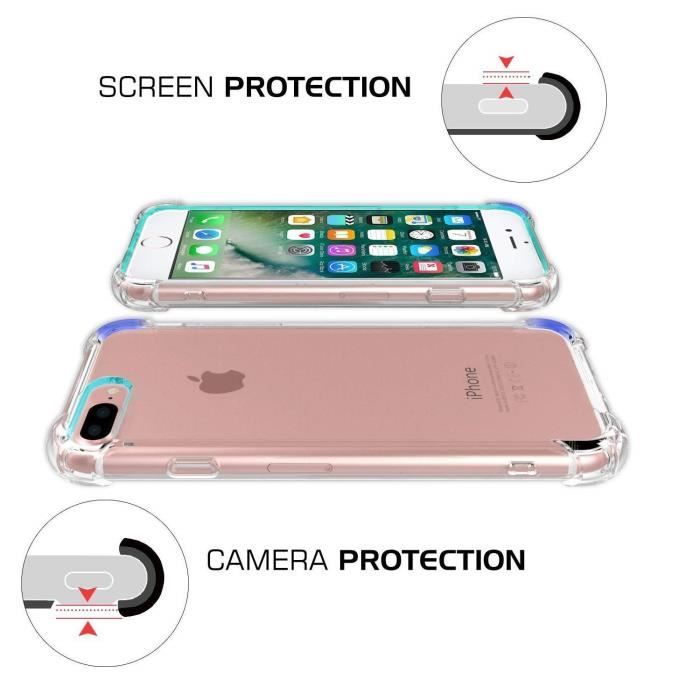 Shockproof Case - Phonillico® - iPhone 8 PLUS - Soft Silicone - Ultra Slim - Transparent