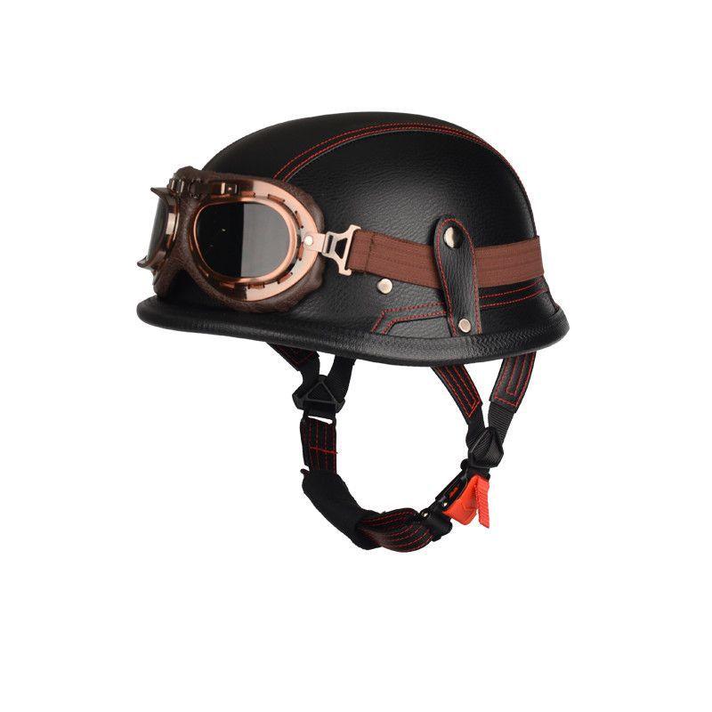 Pedal German Steel Helmet Cruise Retro Half Helmet Harley Men Motorcycle Helmet Motorcycle Floating Helmet Soldier Steel Helmet Leather Helmet