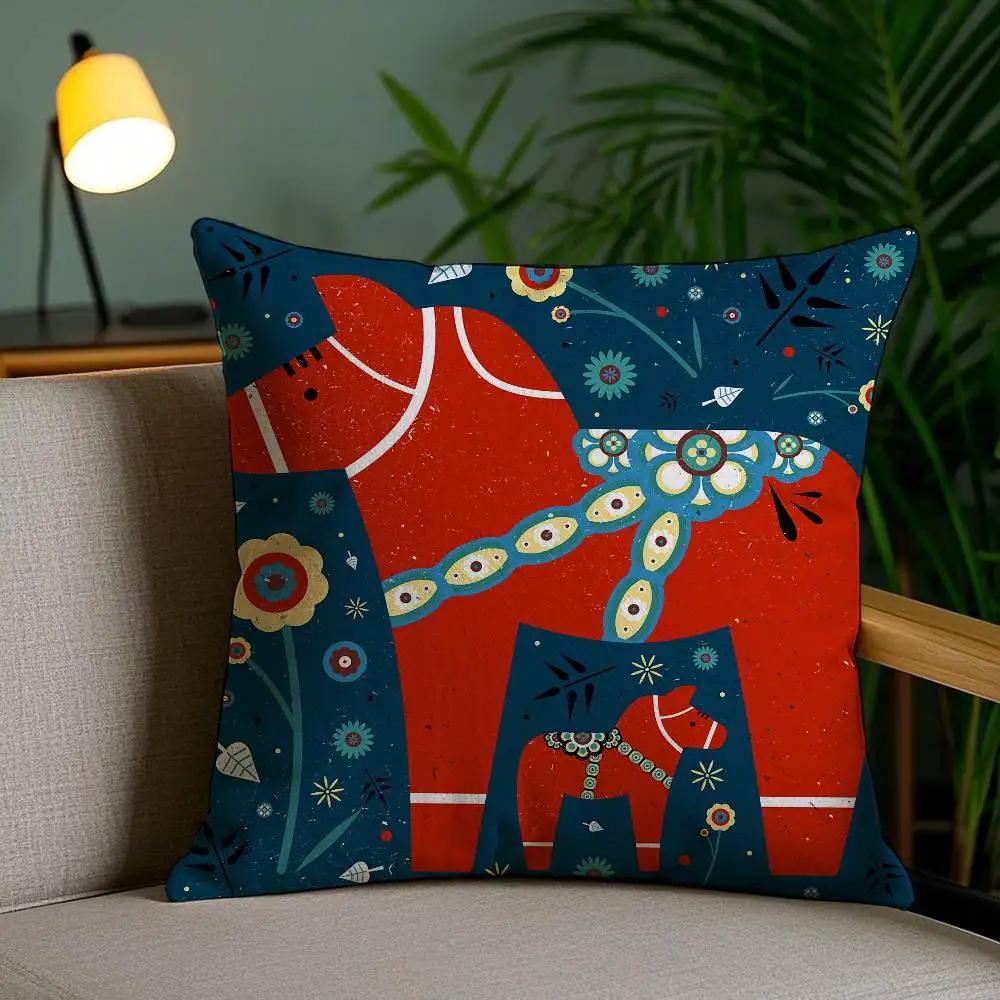 Classical Style Darama Print-Cute Pillow Case Anti-dustmite Pillowcase Invisible Zipper Silky Short Plush Sofa Cushion Cover