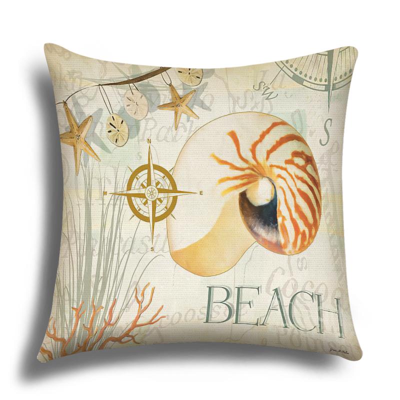 Linen Pillowcase, Marine Life Printing Cushion Cover 40x40 50x50 60x60, Suitable for Bed Car Sofa, Pattern Can Be Customized