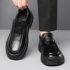 2025 Spring Autumn New Designer Cow Leather Dress Shoes for Fashion Solid Color Platform Loafers Male Black Casual Work Shoe Man