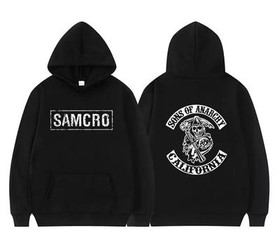 Sons of Anarchy SAMCRO Oboustranně potištěné streetové oblečení Pánské a dámské mikina s kapucí značky Harajuku Pánská velká mikina s kapucí L-12XL