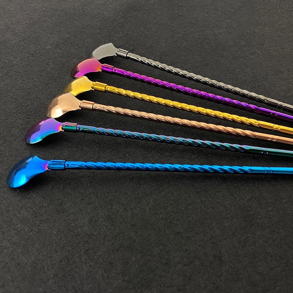 4Pcs Colorful Reusable Drinking Straws Spoon Stainless Steel Metal Straws Cocktail Stirring Spoon Bar Milk Coffee Stirring Tools