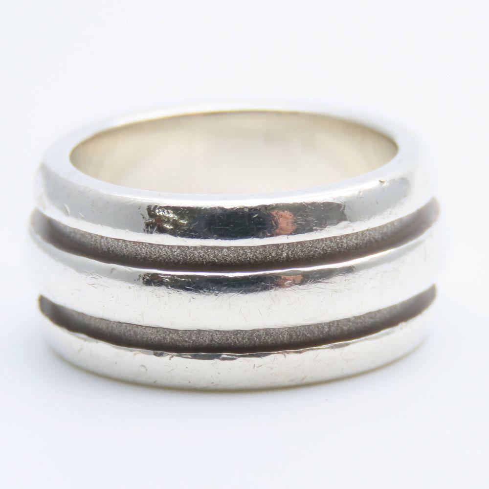 Used TIFFANY&Co. Ring Grooved Double Line EU#47.5 Silver925 9.2g Silver Accessories
