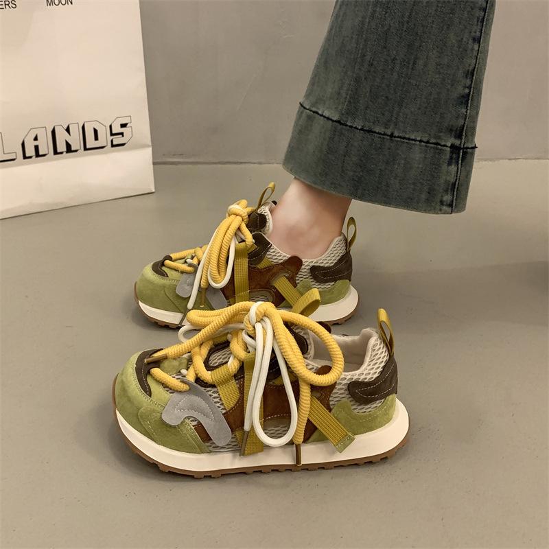 

Ugly cute big head platform Forrest Gump shoes women s 2025 spring and summer new mesh breathable sports casual shoes retro dad shoes 35 жёлтый