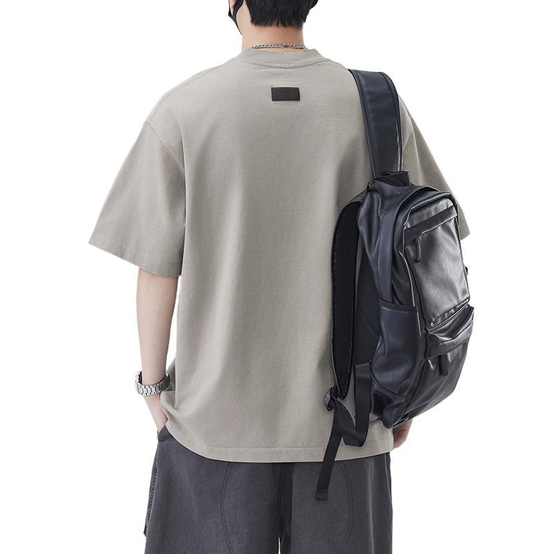 New Summer Heavyweight 320g Pure Cotton Cool T-shirt Men's White Short-sleeved Loose Top Men