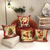 Christmas Decoration Pillowcase New Year Gift Santa Claus Fawn Snowman Pattern Home Room Decoration Sofa Cushion Cover