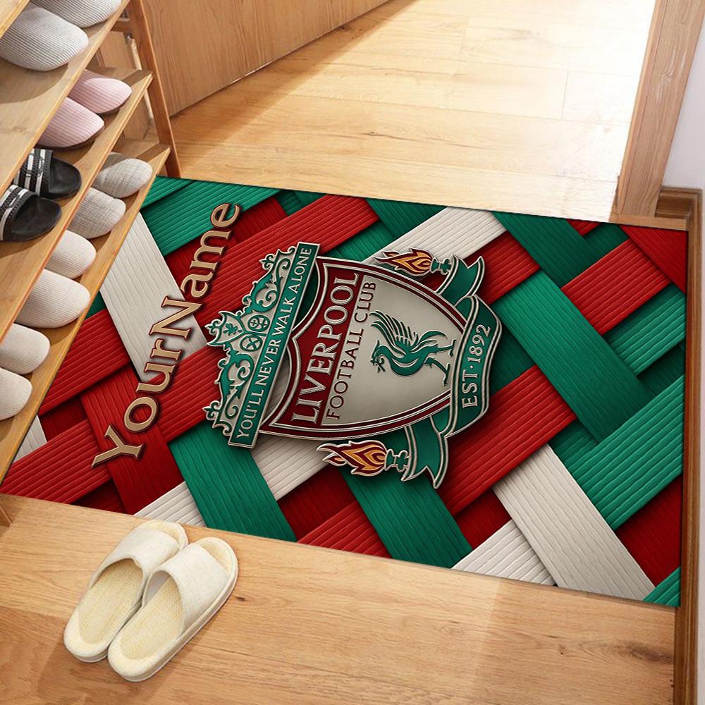 Liverpool Customize Text Floor Mat Design for Playrooms Dining Room Game Room Living Rooms Anti-slip Rug Anime Office Decor Perfect Gift for Women/Men