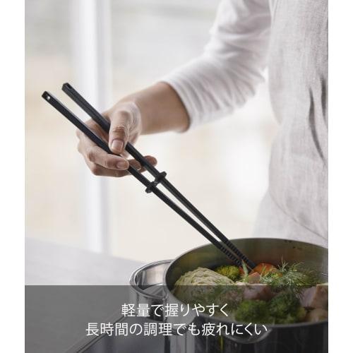 Yamazaki Tower Silicone Cooking Chopsticks, Black, Approx. W0.8 x D0.8 x H30cm, with Chopstick Keeper, Heat-Resistant, 4275