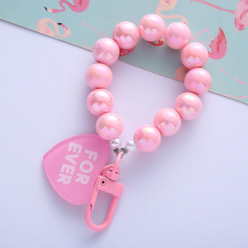 Acrylic Heart Letter Phone Case Keychain - Handmade UV Color-Plated Beaded Pendant