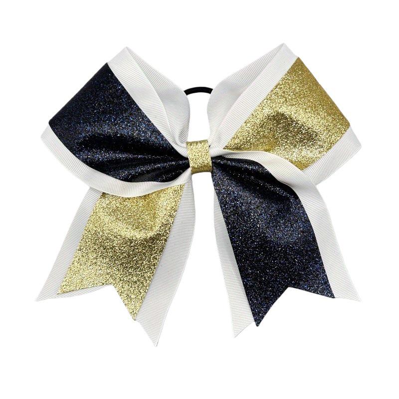 Glitter Cheerleading Bow Hair Tie with Double-Layer Elastic