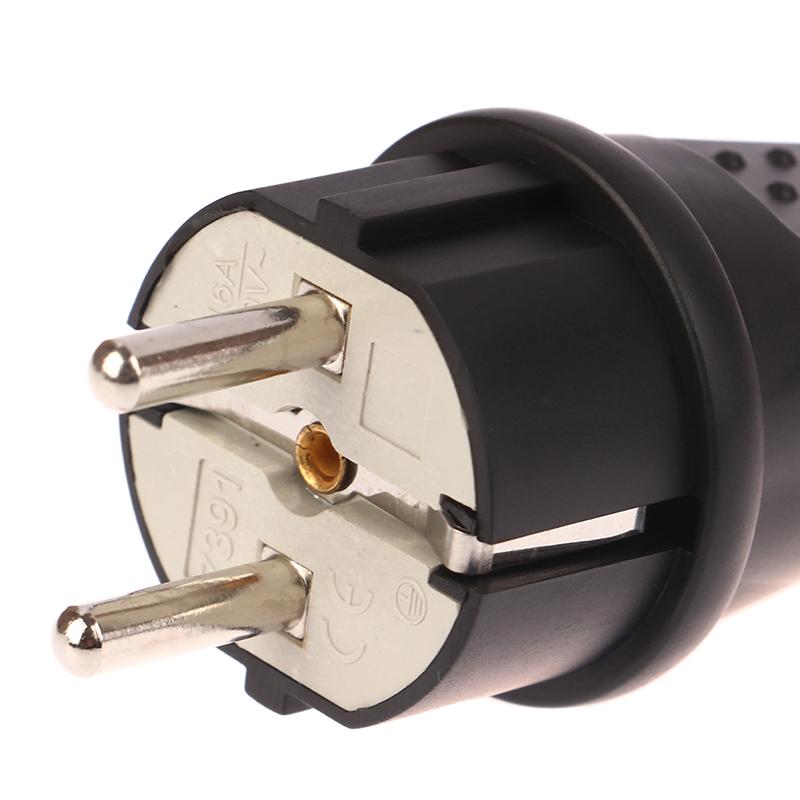 Eu Rubber Waterproof Socket Plug Electrial Grounded European Connector With Cover Ip54 For Diy Power Cable Cord 16A 250V